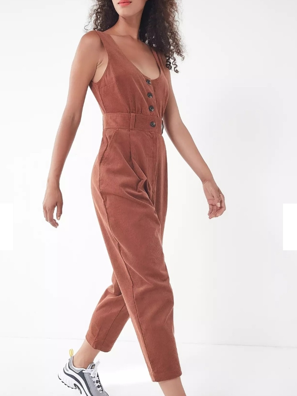 UO Gretel Button-Down Corduroy Jumpsuit